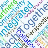 Word cloud featuring terms such as Teach Together, Connectivity, Collaborative, Fresh Perspectives